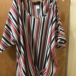 Pink and Navy Cold Shoulder Top